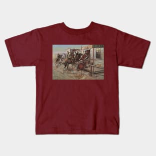 In Without Knocking by Charles Marion Russell Kids T-Shirt